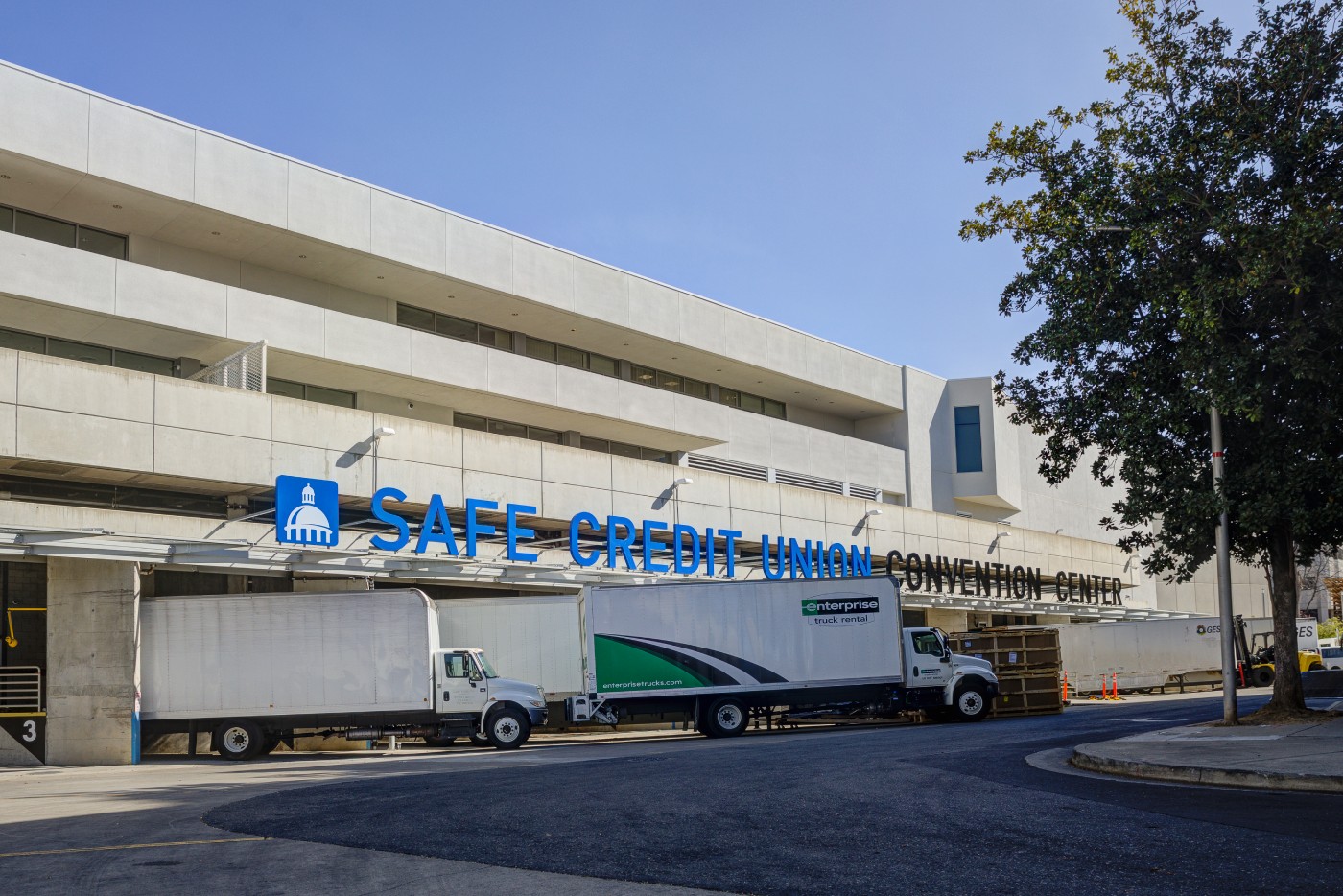 Image of trucks by the Safe Credit Union Convention Center