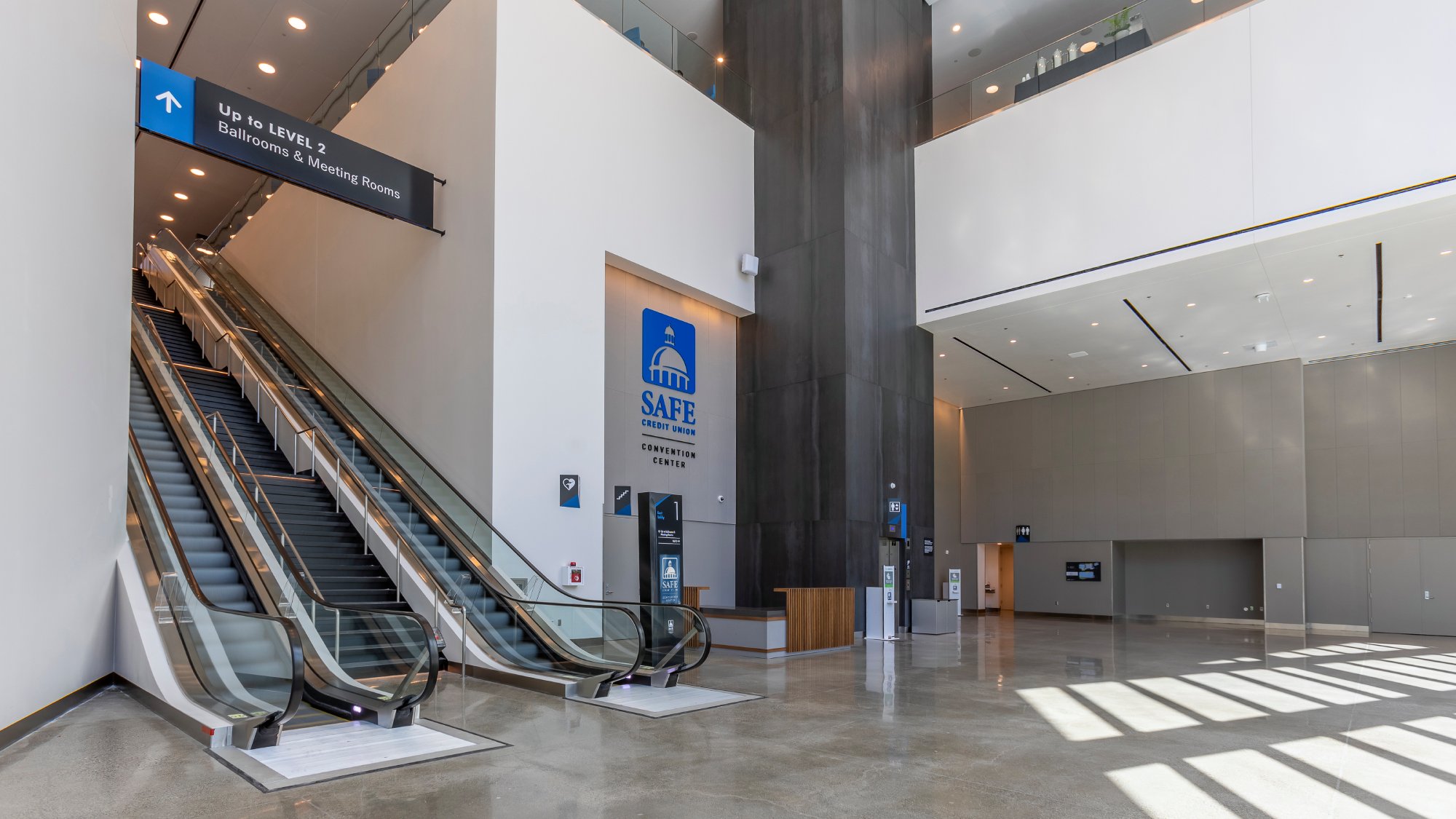 East Lobby with escalator and elevators